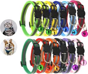 img 4 attached to Yesland 12 Pack Cat Collar with Bell, Reflective &amp; Adjustable Breakaway - Mixed Colors, Safe Nylon Collars for Cats or Small Dogs