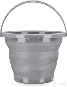 img 4 attached to 🪣 Navaris 1.3 Gallon Collapsible Bucket - Portable Pail with Handle for Camping, Beach, Gardening, Fishing, Water, Washing - Size M, Gray