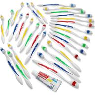 🪥 disposable toothbrushes with individually packed toiletries and toothpaste logo