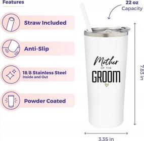 img 1 attached to Stylish Vacuum Insulated Stainless Steel Tumbler With Straw For Mother Of The Groom - Perfect Gift For Engagement Announcement, Bridal Party And Travel (22 Oz, White)