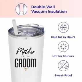 img 2 attached to Stylish Vacuum Insulated Stainless Steel Tumbler With Straw For Mother Of The Groom - Perfect Gift For Engagement Announcement, Bridal Party And Travel (22 Oz, White)