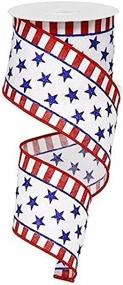 img 2 attached to 🌟 EXPRESSIONS Stars and Stripes Wired Ribbon 2.5" X 10 Yards - Red, White, and Royal Blue: RG01253A1