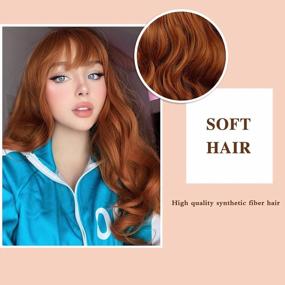 img 1 attached to Get Luscious Long Waves With NAYOO Black Wig With Bangs - Heat Resistant Synthetic Wavy Wig For Women In Auburn Shade
