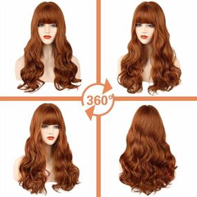img 3 attached to Get Luscious Long Waves With NAYOO Black Wig With Bangs - Heat Resistant Synthetic Wavy Wig For Women In Auburn Shade
