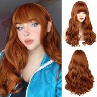 get luscious long waves with nayoo black wig with bangs - heat resistant synthetic wavy wig for women in auburn shade logo