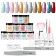dip powders nail kit starter 12 winter colors with base and top coat nail tools manicure set for french nail art diy at home no need lamp quick drying valentine's day gifts for women logo