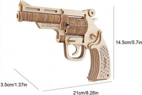 img 3 attached to Деревянный револьвер головоломка игрушка ремесло набор-сделай сам 3D игрушка-головоломка, идеальный подарок для детей, ручная работа и образование