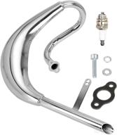 🚲 fvrito performance chrome 2 stroke exhaust muffler expansion chamber pipe silencer gasket for 50cc 66cc 80cc 100cc gas engine motorized bicycle, silver logo