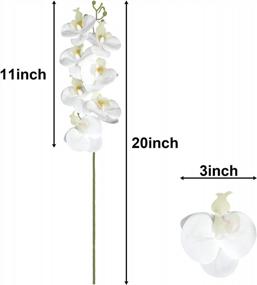 img 1 attached to 6 шт. белых искусственных стеблей орхидеи - 20-дюймовые короткие настоящие цветы для рукоделия, домашнего декора и составления букетов (7 головок)