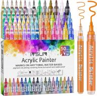 ivsun acrylic paint markers, 50-pack extra fine & medium tip for rock wood metal plastic glass canvas ceramic easter egg art craft painting supplies water based. logo
