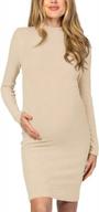 moyabo women's knit ribbed maternity dress: long sleeve bodycon for daily wear & baby shower logo