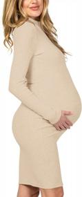 img 2 attached to Moyabo Women'S Knit Ribbed Maternity Dress: Long Sleeve Bodycon For Daily Wear & Baby Shower