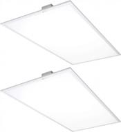 2 pack 40w led flat panel light w/emergency battery, 4000k bright white 4671 lm dimmable edge lit 120-277v drop ceiling fixture culus dlc certified logo