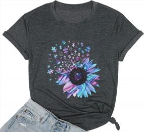 img 2 attached to Women'S Sunflower Short Sleeve Summer Graphic Tee Shirt Casual T-Shirt Top