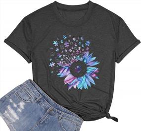 img 4 attached to Women'S Sunflower Short Sleeve Summer Graphic Tee Shirt Casual T-Shirt Top