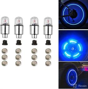 img 1 attached to 🚲 JORCEDI 4 Pcs LED Bike Wheel Light Tyre Tire Valve Caps: Blue Neon Lights for Car Motorcycle Bicycle – Safety, Waterproof, Motion Activated!