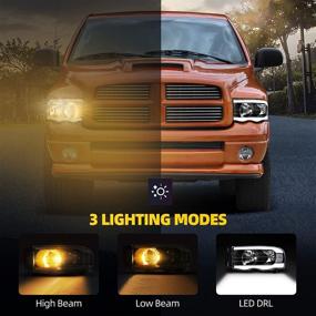 img 3 attached to 🔦 DWVO Headlight Assembly for 02-05 Dodge Ram 1500/03-05 Ram 2500 3500 Pickup, LED DRL Headlights with Switchback Function