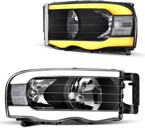 img 4 attached to 🔦 DWVO Headlight Assembly for 02-05 Dodge Ram 1500/03-05 Ram 2500 3500 Pickup, LED DRL Headlights with Switchback Function