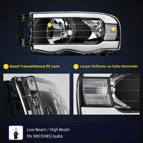 img 1 attached to 🔦 DWVO Headlight Assembly for 02-05 Dodge Ram 1500/03-05 Ram 2500 3500 Pickup, LED DRL Headlights with Switchback Function