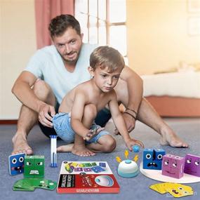 img 1 attached to 🧩 Wooden Expressions: Matching Block Puzzles Building Cubes - Fun Parent-Child Montessori Toy Set for Kids Ages 3-12 Years [Ideal Family Game for Kids & Adults]