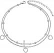 s925 sterling silver beaded heart charm anklet for women - adjustable and stylish foot jewelry by flyow logo