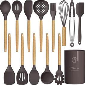 img 4 attached to Complete 14-Piece Silicone Kitchen Utensil Set – Heat Resistant And BPA Free – Perfect For Non-Stick Cookware – Includes Turner Tongs, Spatula, Spoon, Brush, Whisk, And Wooden Holder