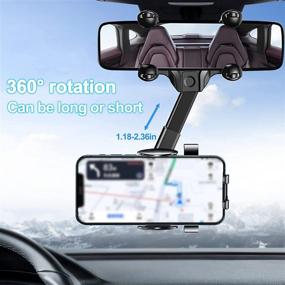 img 1 attached to Versatile 360° Rearview Mirror Phone Holder for Car - Rotatable, Retractable & Multifunctional Car Phone Holder, Compatible with All Mobile Phones and Cars