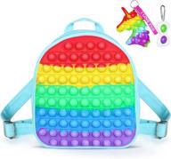 rainbow blue pop on it backpack fidget toy for girls, shoulder bag purse push bubble sensory fidget crossbody bag autism kids large school supplies gift logo