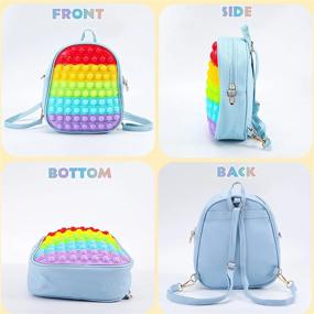 img 2 attached to Rainbow Blue Pop On It Backpack Fidget Toy For Girls, Shoulder Bag Purse Push Bubble Sensory Fidget Crossbody Bag Autism Kids Large School Supplies Gift