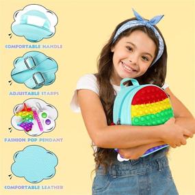 img 1 attached to Rainbow Blue Pop On It Backpack Fidget Toy For Girls, Shoulder Bag Purse Push Bubble Sensory Fidget Crossbody Bag Autism Kids Large School Supplies Gift