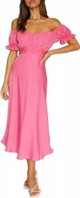 img 4 attached to Women'S Off Shoulder Bodycon Long Dress Cocktail Party Formal Flowy Mid Length Dresses By TIKSAWON
