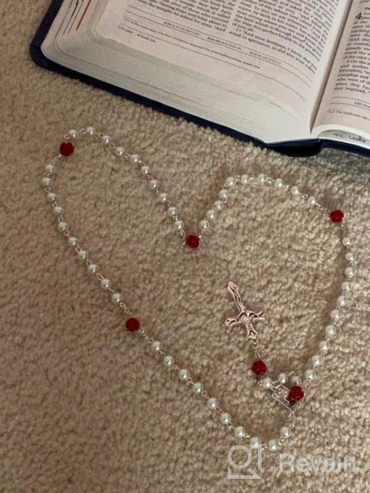 img 1 attached to 📿 Hedi HanlinCC 6mm Glass Pearl Beads Catholic Rosary with Lourdes Center Piece - Inspire Devotion with Exquisite Craftsmanship review by Jason Flores