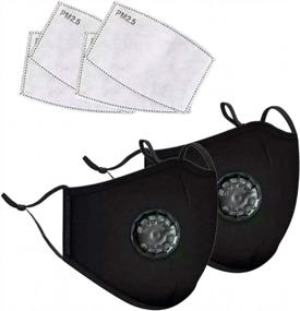 img 2 attached to 2 Pack Reusable Cotton Face Cover Mask Washable With Filters Built In Breathing Valve