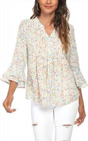 img 4 attached to Summer Floral Print V-Neck Swing Tunic With Batwing Sleeve In Chiffon - Women'S Short Sleeve Top