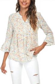 img 3 attached to Summer Floral Print V-Neck Swing Tunic With Batwing Sleeve In Chiffon - Women'S Short Sleeve Top