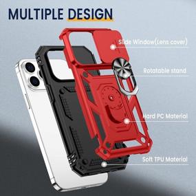 img 2 attached to Чехол Goton для iPhone 14 Pro, IPhone 14 Pro 2022 [360°Kickstand Ring] [Магнитный автомобильный держатель] [Крышка слайд-камеры] [Защита военного класса] Чехол для iPhone 14 Pro Case 6.1 '' Красный