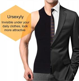 img 3 attached to Men'S Tummy Control Compression Vest With Back Support - Ursexyly Baselayer Shapewear Tank Top