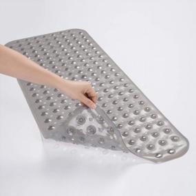 img 3 attached to Non-Slip Bath Tub Mat With Suction Cups And Drain Holes - Machine Washable And Clear Gray In Color - Perfect For Every Bathroom!