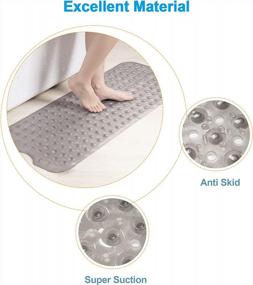 img 2 attached to Non-Slip Bath Tub Mat With Suction Cups And Drain Holes - Machine Washable And Clear Gray In Color - Perfect For Every Bathroom!