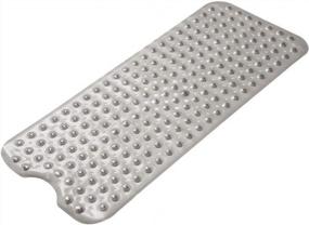 img 4 attached to Non-Slip Bath Tub Mat With Suction Cups And Drain Holes - Machine Washable And Clear Gray In Color - Perfect For Every Bathroom!