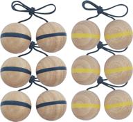 6 упаковок резиновых деревянных мячей для подбрасывания лестницы - идеально полосатые сменные боласы для игры в гольф с лестницей логотип
