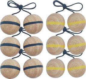 img 4 attached to 6 упаковок резиновых деревянных мячей для подбрасывания лестницы - идеально полосатые сменные боласы для игры в гольф с лестницей