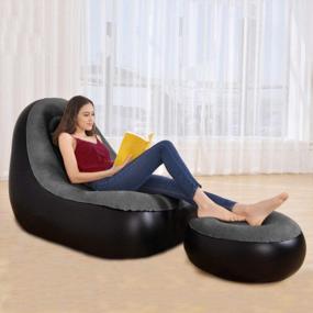 img 1 attached to Ultimate Comfort On-The-Go: Inflatable Lounge Chair With Ottoman For Indoor And Outdoor Use