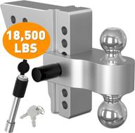 6 inch drop hitch with adjustable trailer hitch ball mount for 2.5 inch receiver - 18,500 lbs gtw, forged aluminum shank, dual balls (2 inch & 2-5/8 inch) + double hitch locks and pins логотип