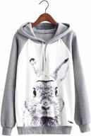 arjungo women's graphic fleece hoodies kawaii animal printed long sleeves raglan sweatshirt tops logo