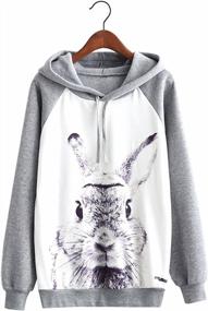 img 4 attached to Arjungo Women'S Graphic Fleece Hoodies Kawaii Animal Printed Long Sleeves Raglan Sweatshirt Tops