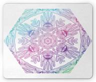 ambesonne hamsa mouse pad - blue purple evil eye boho ombre design with hamsa hands, mystical mandala, and cosmos - non-slip rubber mousepad in standard size for optimal comfort and precision logo