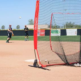 img 3 attached to Улучшите свои навыки в бейсболе и софтболе с сеткой GoSports 7'X7' для ударов и подачи - включает зону удара и сумку для переноски!
