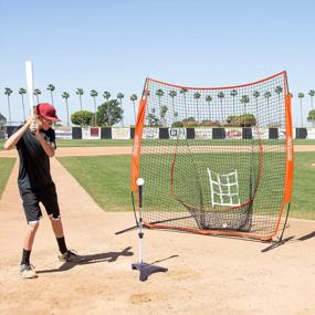 img 1 attached to Улучшите свои навыки в бейсболе и софтболе с сеткой GoSports 7'X7' для ударов и подачи - включает зону удара и сумку для переноски!