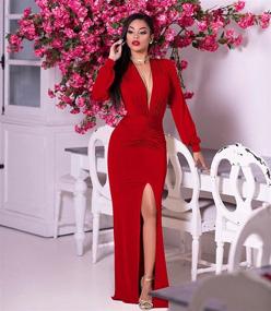 img 2 attached to LAGSHIAN Womens Sleeve Ruched Bodycon Women's Clothing for Dresses